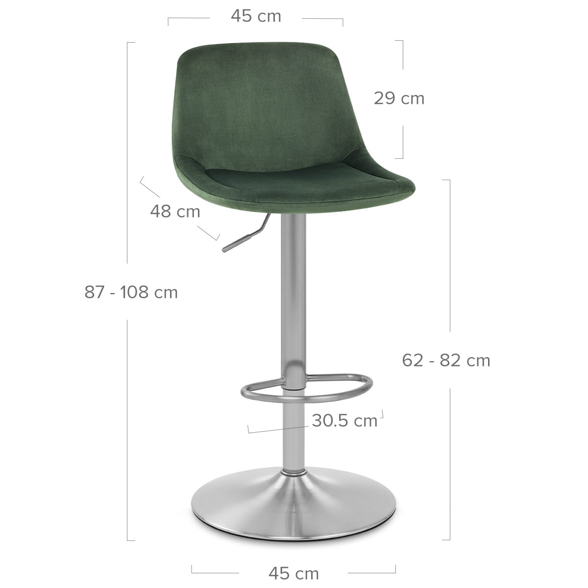 Sgabello Velluto Satinato - Scoop Verde