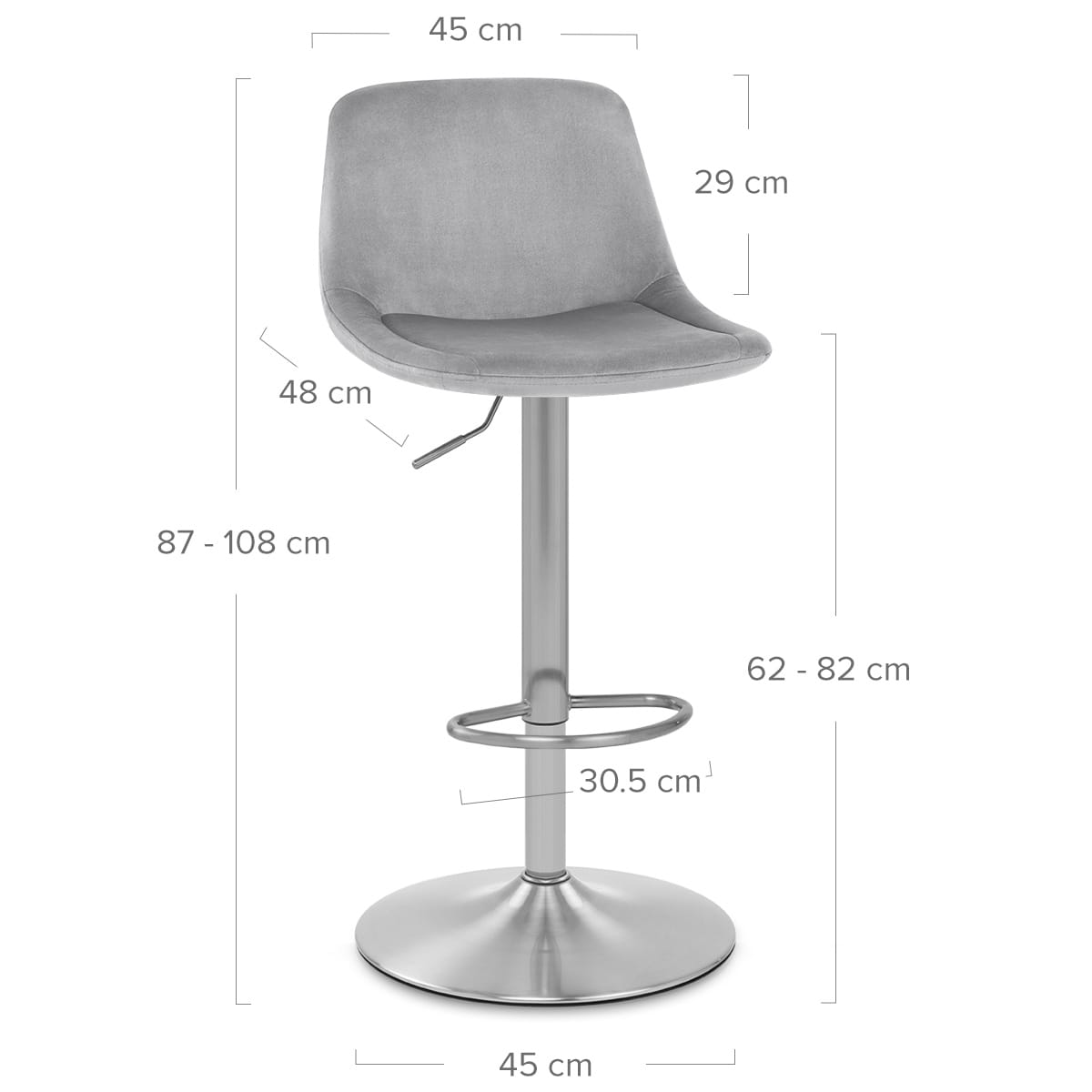 Sgabello Velluto Satinato - Scoop Grigio