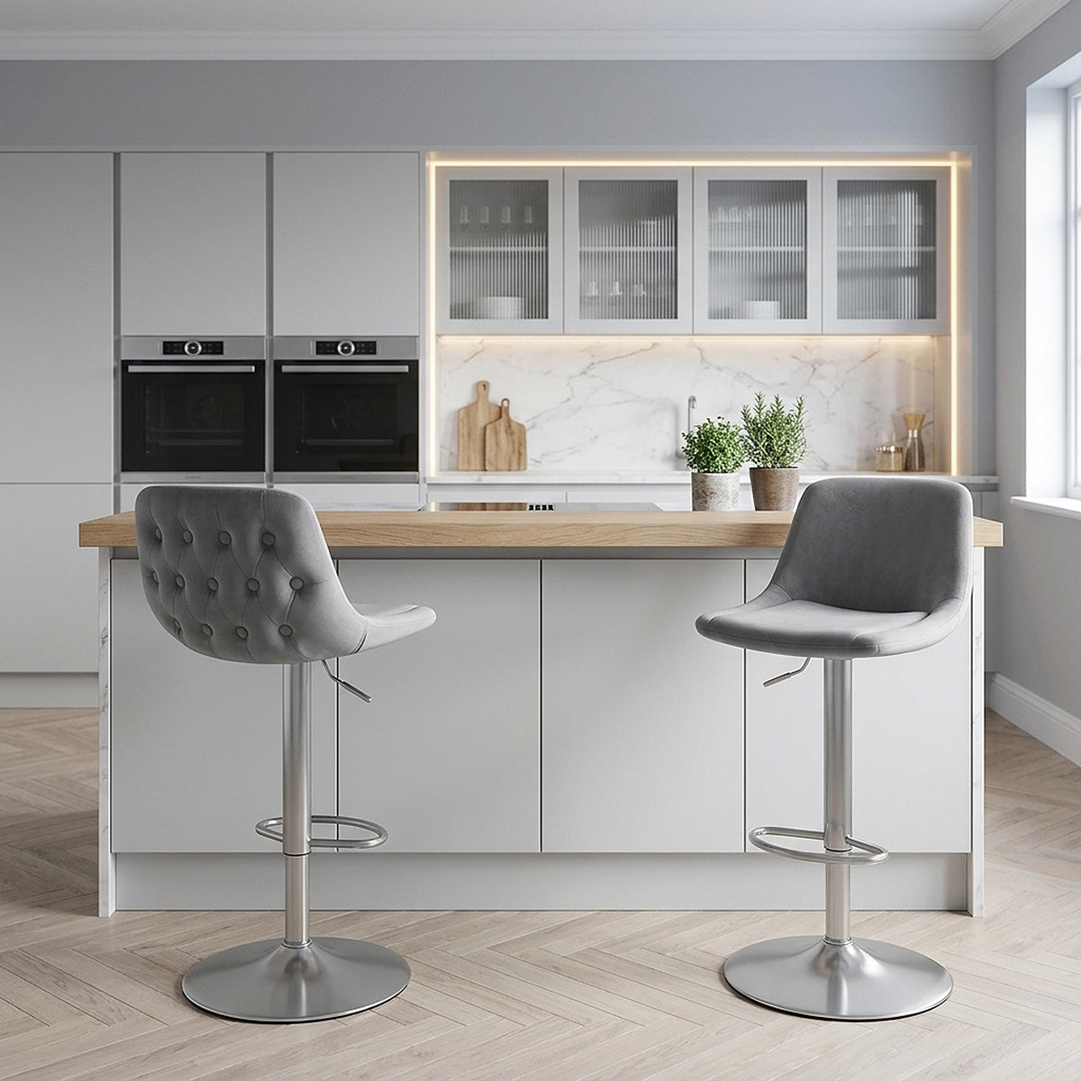 Sgabello Velluto Satinato - Scoop Grigio