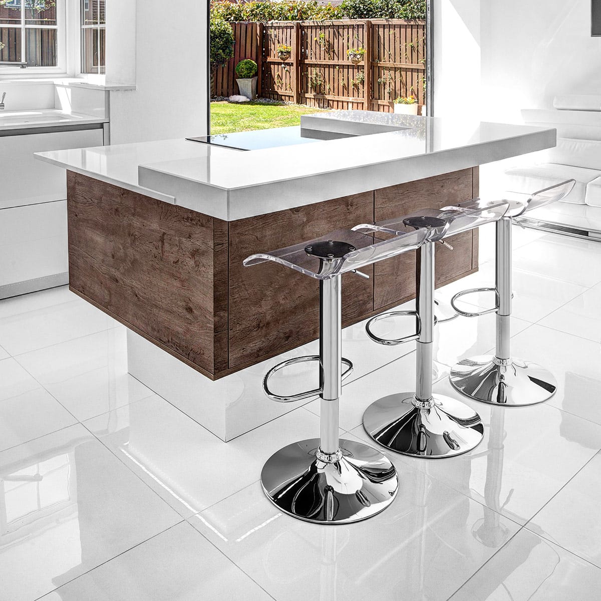 Sgabello Plastica Cromato - Shimmer Trasparente