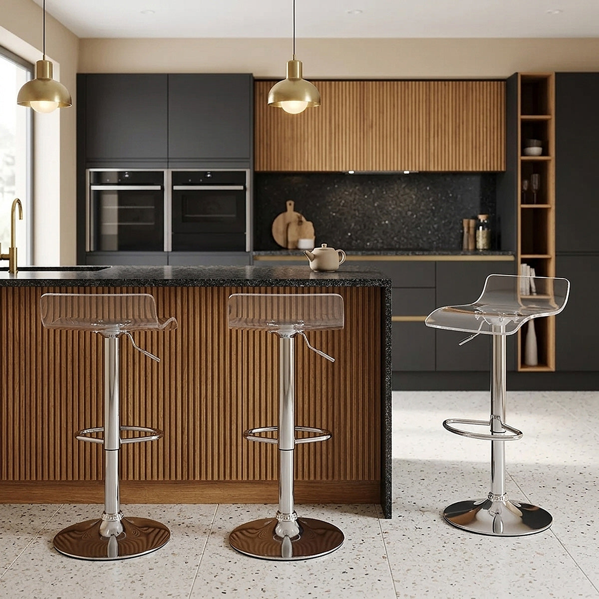 Sgabello Plastica Cromato - Shimmer Trasparente