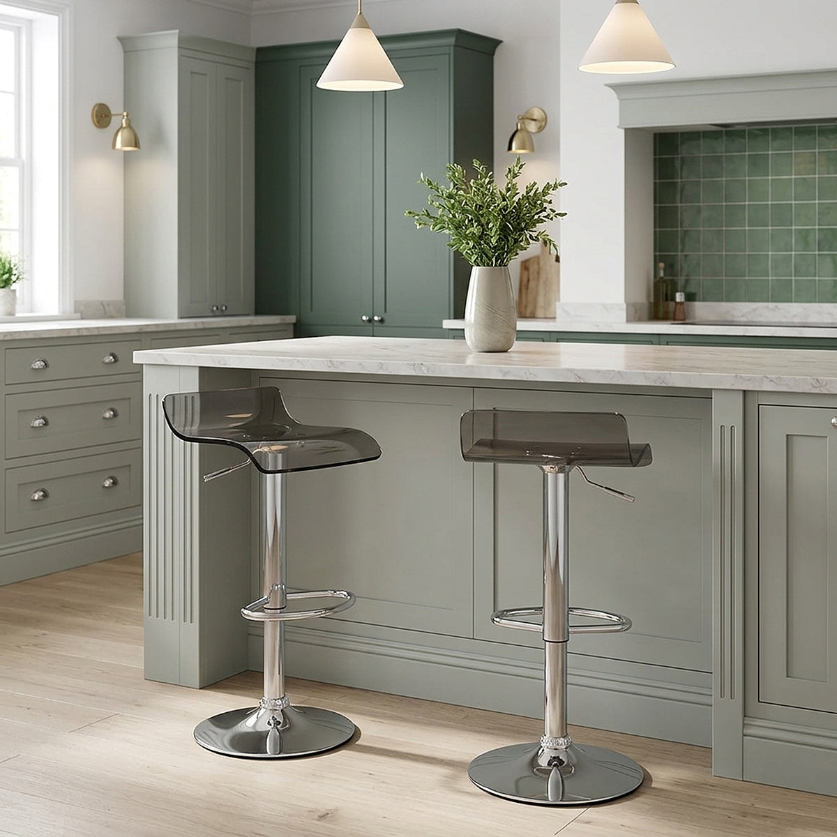 Sgabello Plastica Cromato - Shimmer Grigio