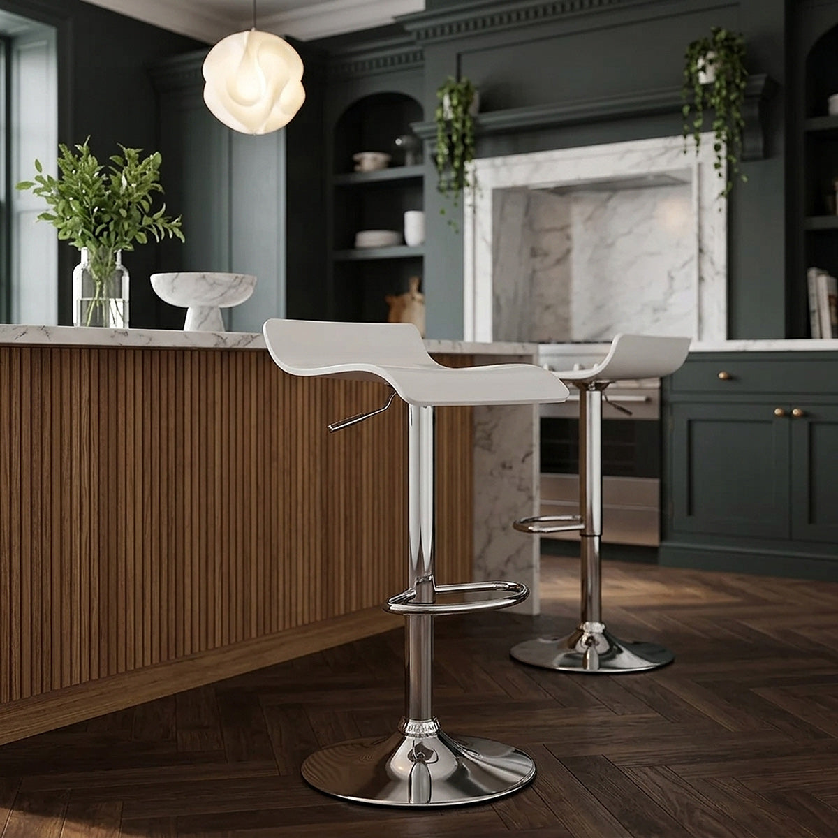 Sgabello Plastica Cromato - Shimmer Bianco