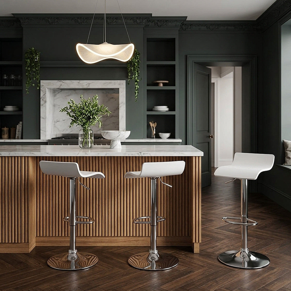 Sgabello Plastica Cromato - Shimmer Bianco