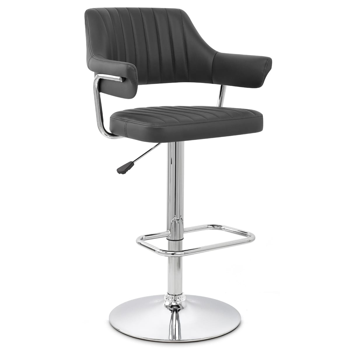 Sgabello Ecopelle Cromato - Skyline Nero