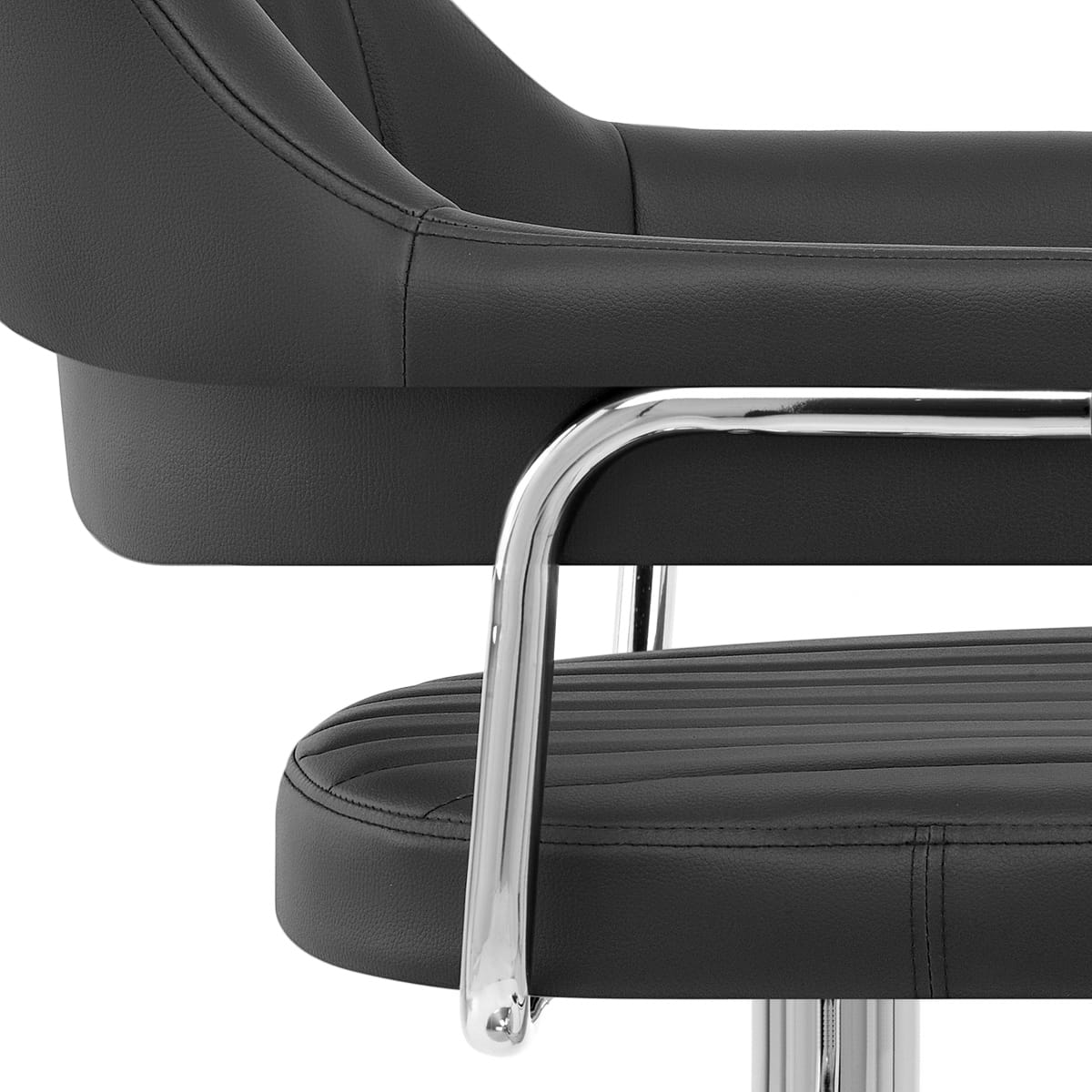 Sgabello Ecopelle Cromato - Skyline Nero