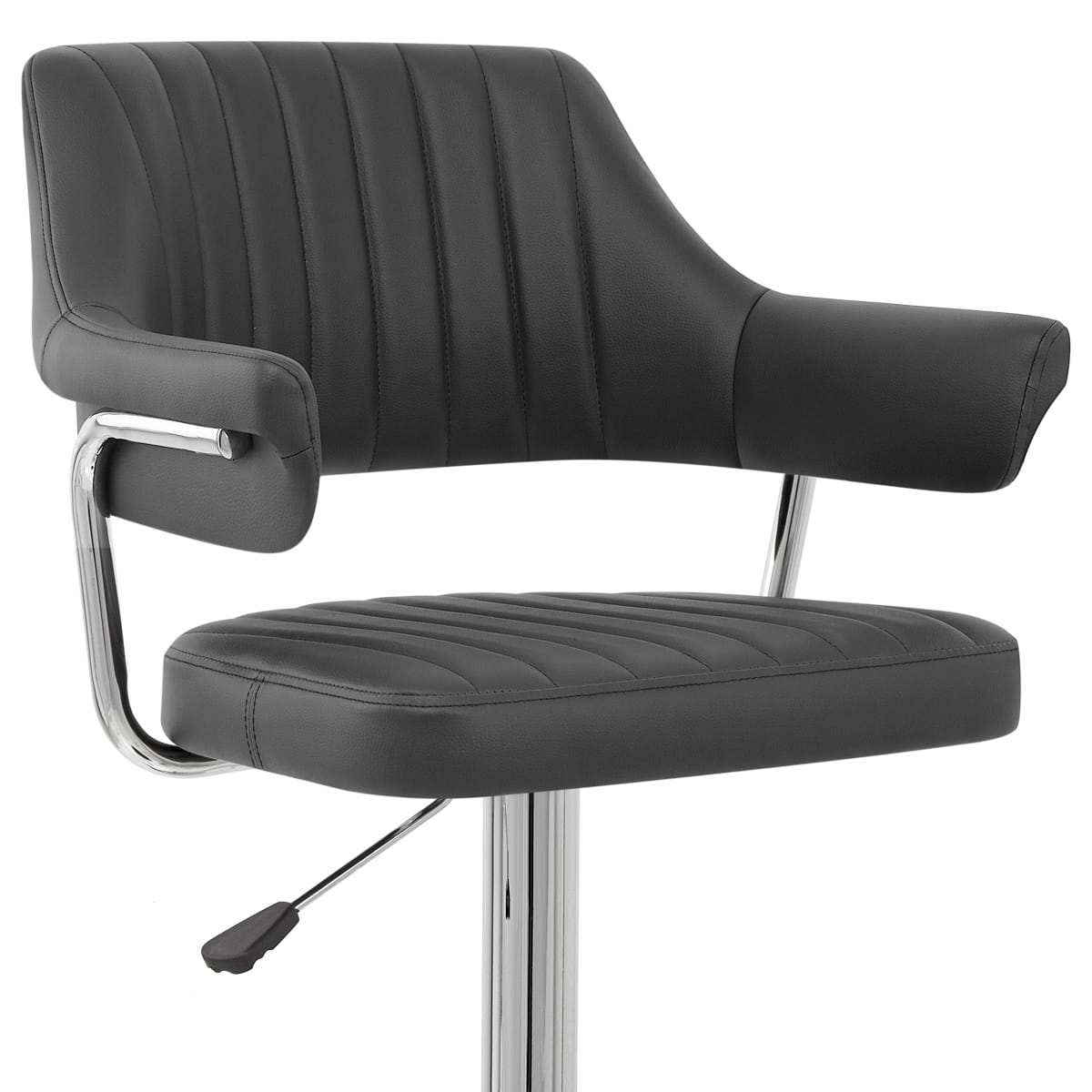 Sgabello Ecopelle Cromato - Skyline Nero