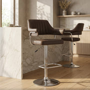 Sgabello Ecopelle Cromato - Skyline Marrone
