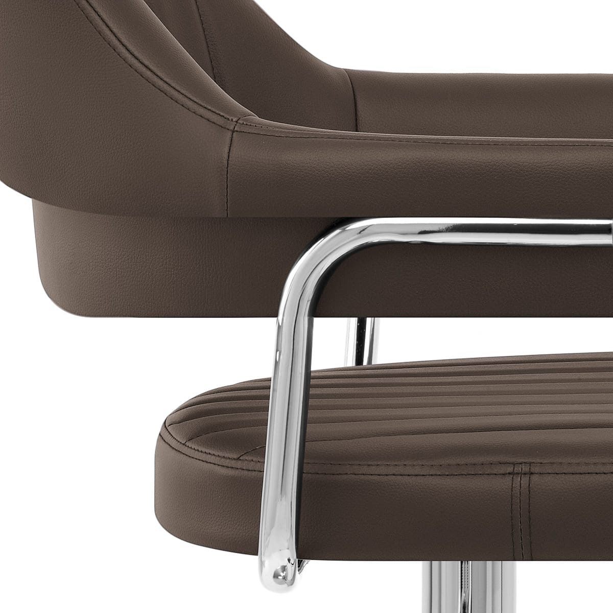 Sgabello Ecopelle Cromato - Skyline Marrone