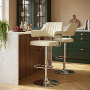 Sgabello Ecopelle Cromato - Skyline Crema