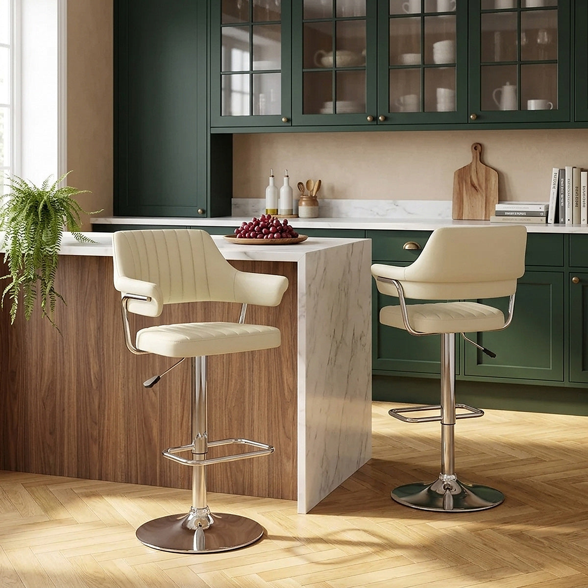Sgabello Ecopelle Cromato - Skyline Crema