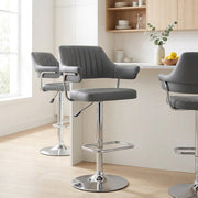 Sgabello Ecopelle Cromato - Skyline Grigio