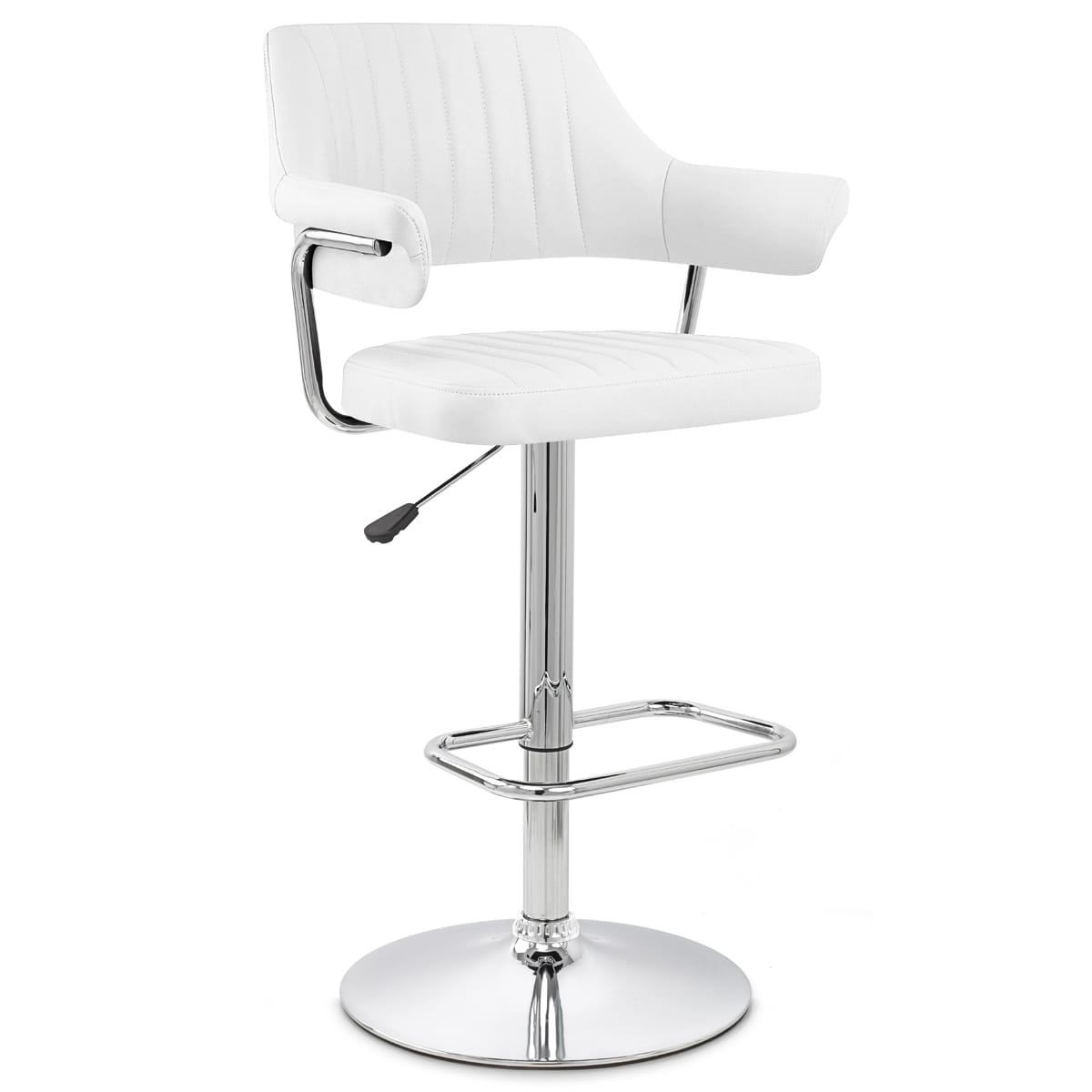 Sgabello Ecopelle Cromato - Skyline Bianco