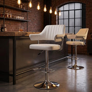 Sgabello Ecopelle Cromato - Skyline Bianco
