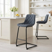 Sgabello Ecopelle Metallo - Soho Blu