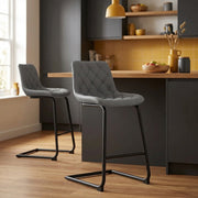 Sgabello Ecopelle Metallo - Soho Grigio