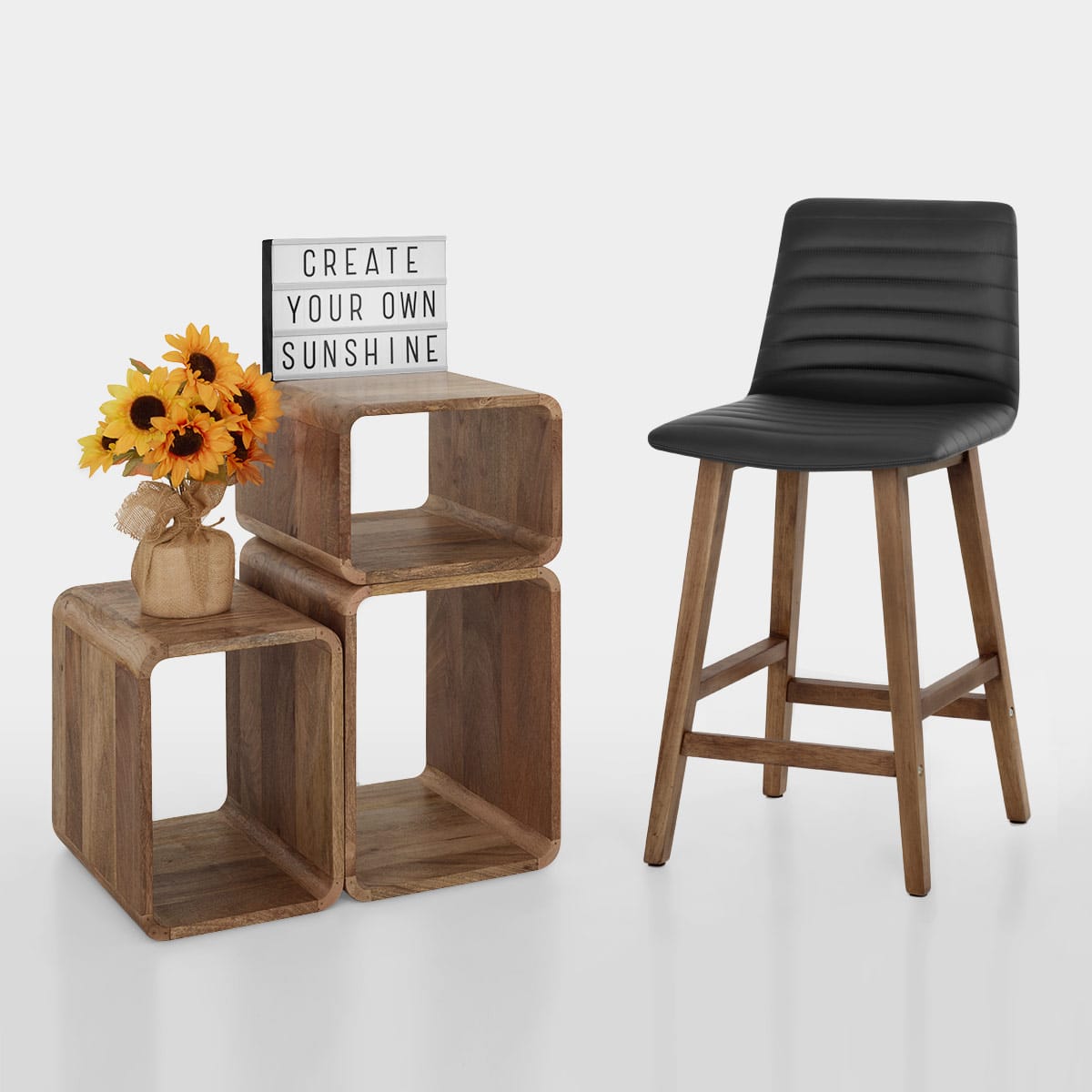 Sgabello Ecopelle Legno - Spritz Nero