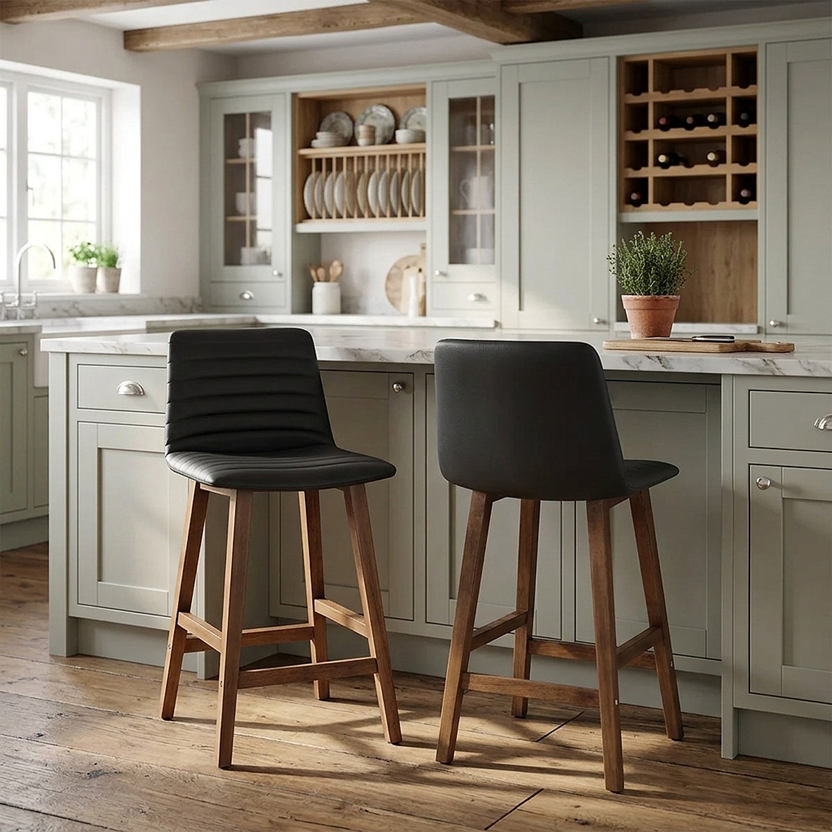 Sgabello Ecopelle Legno - Spritz Nero