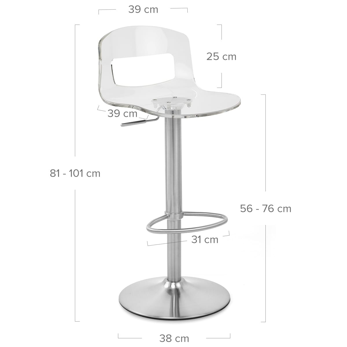 Sgabello Plastica Satinato - Stardust Trasparente