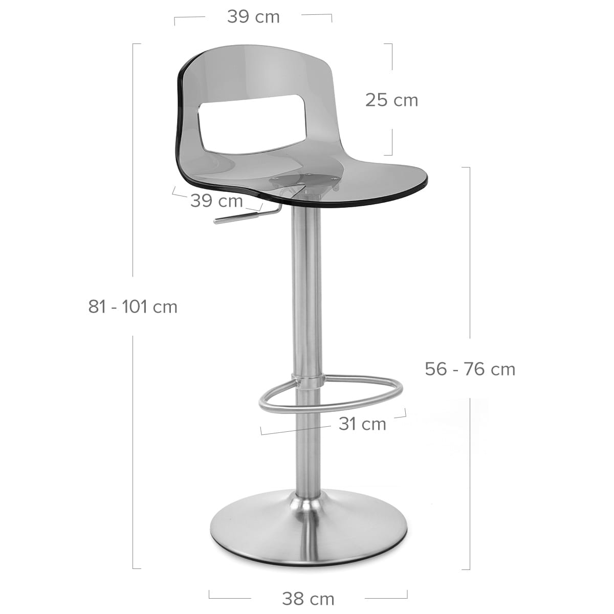 Sgabello Plastica Satinato - Stardust Grigio