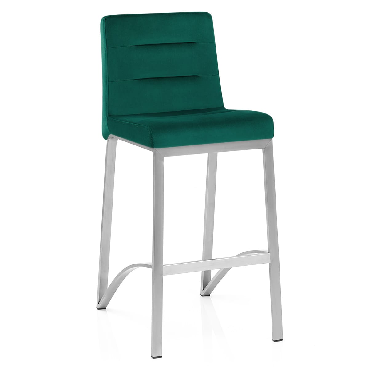 Sgabello Velluto Acciaio Spazzolato - Stella Verde