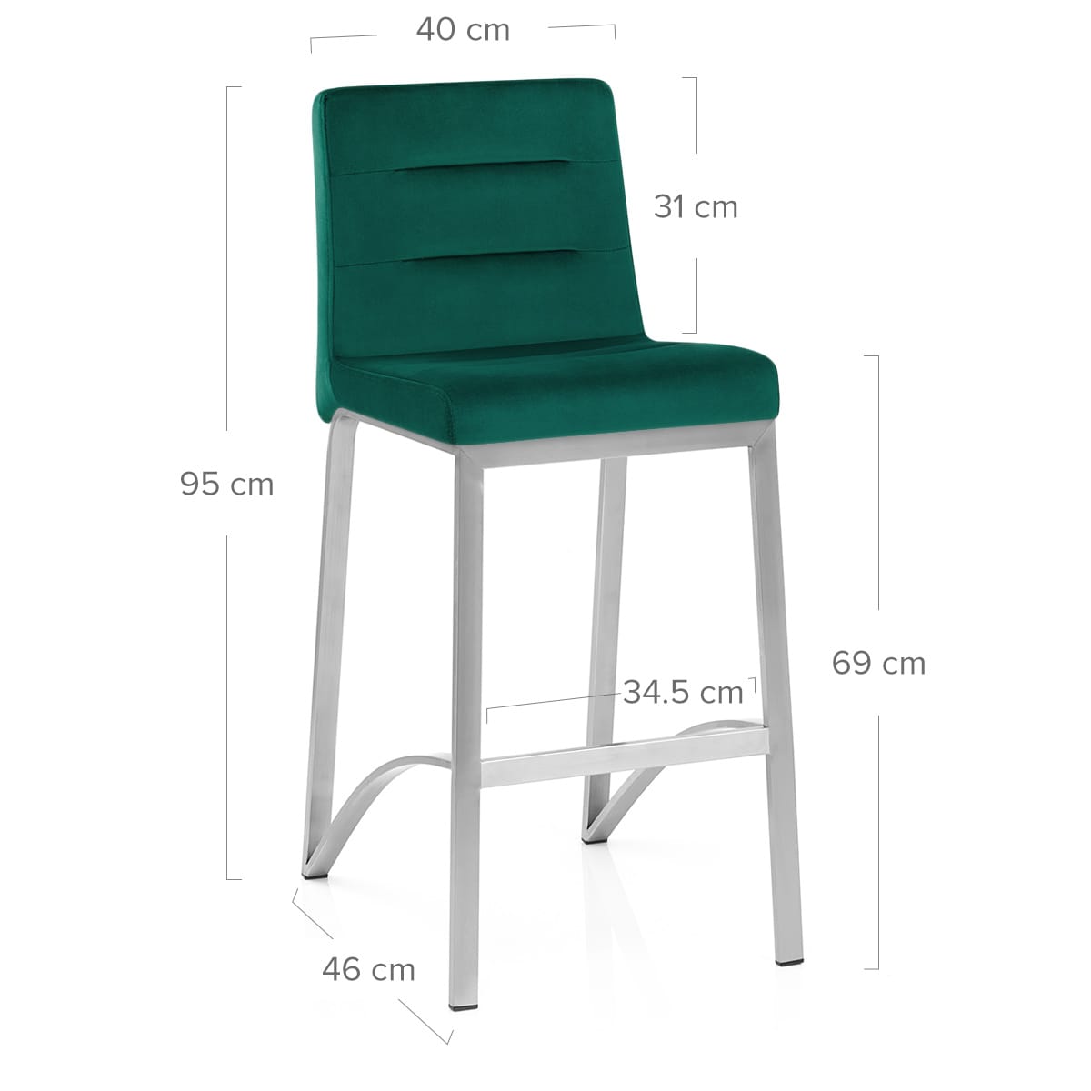 Sgabello Velluto Acciaio Spazzolato - Stella Verde