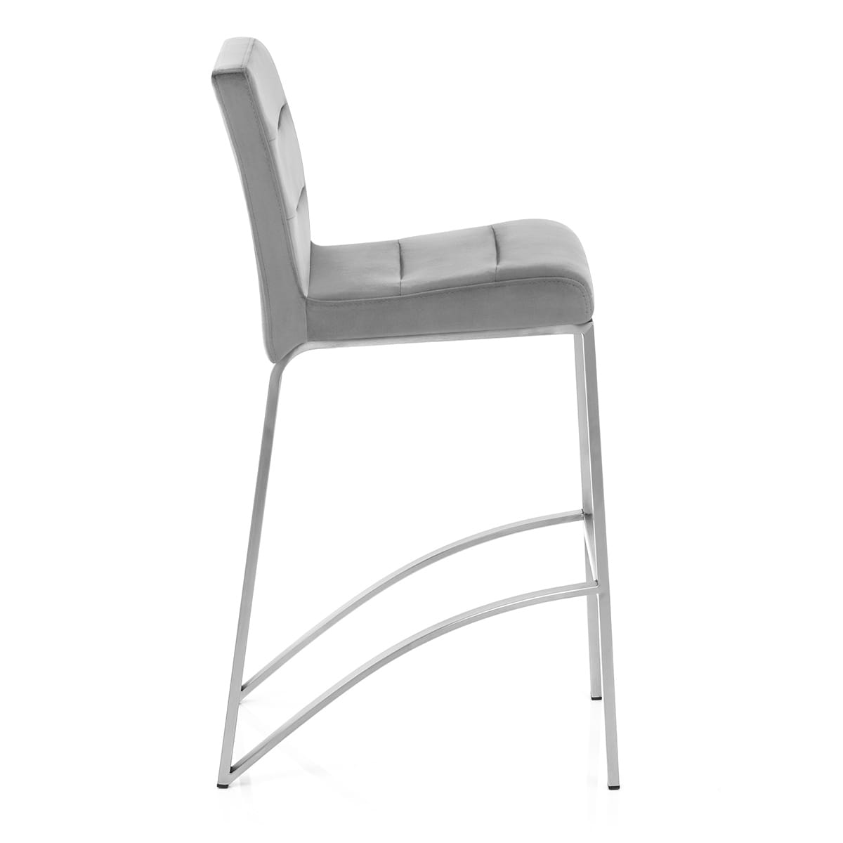 Sgabello Velluto Acciaio Spazzolato - Stella Grigio