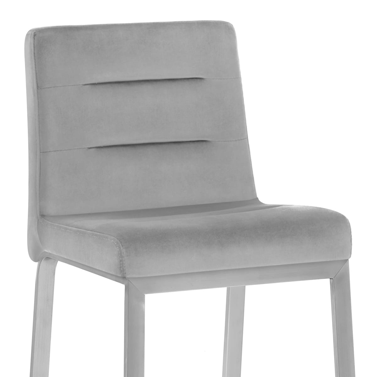 Sgabello Velluto Acciaio Spazzolato - Stella Grigio