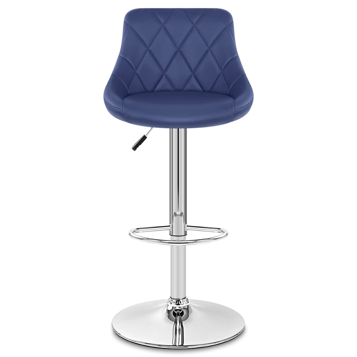 Sgabello Ecopelle Cromato - Stitch Blu