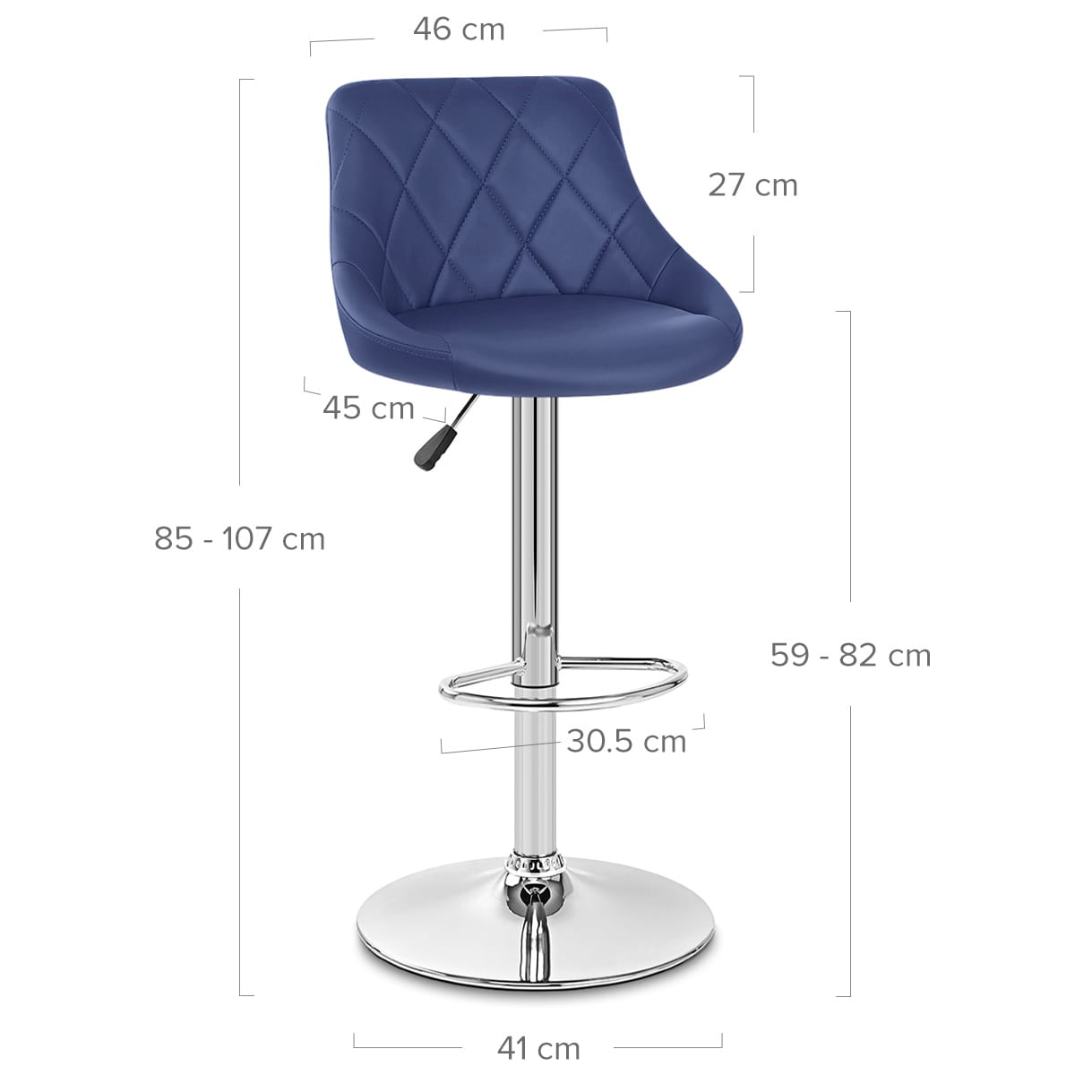Sgabello Ecopelle Cromato - Stitch Blu