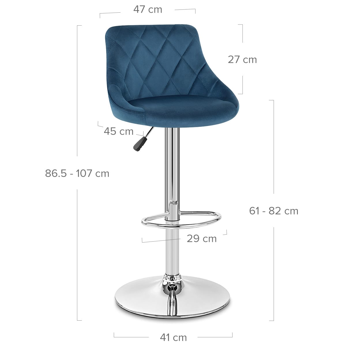 Sgabello Velluto Cromato - Stitch Blu