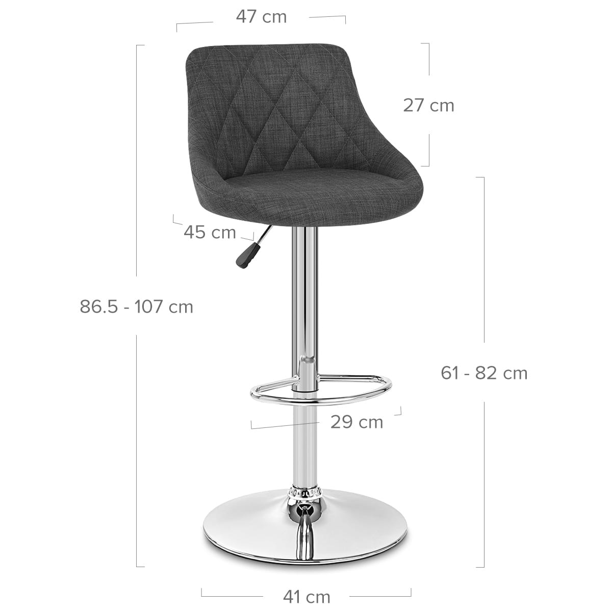 Sgabello Tessuto Cromato - Stitch Antracite