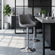 Sgabello Ecopelle Cromato - Stitch Grigio