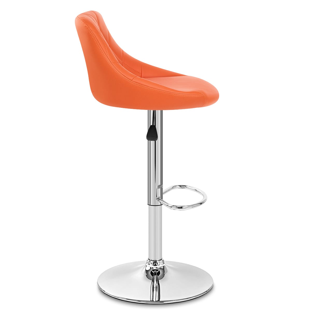 Sgabello Ecopelle Cromato - Stitch Arancione