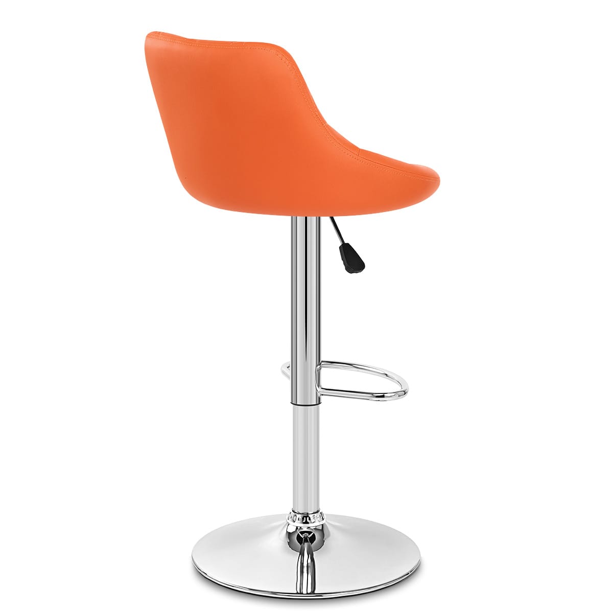 Sgabello Ecopelle Cromato - Stitch Arancione