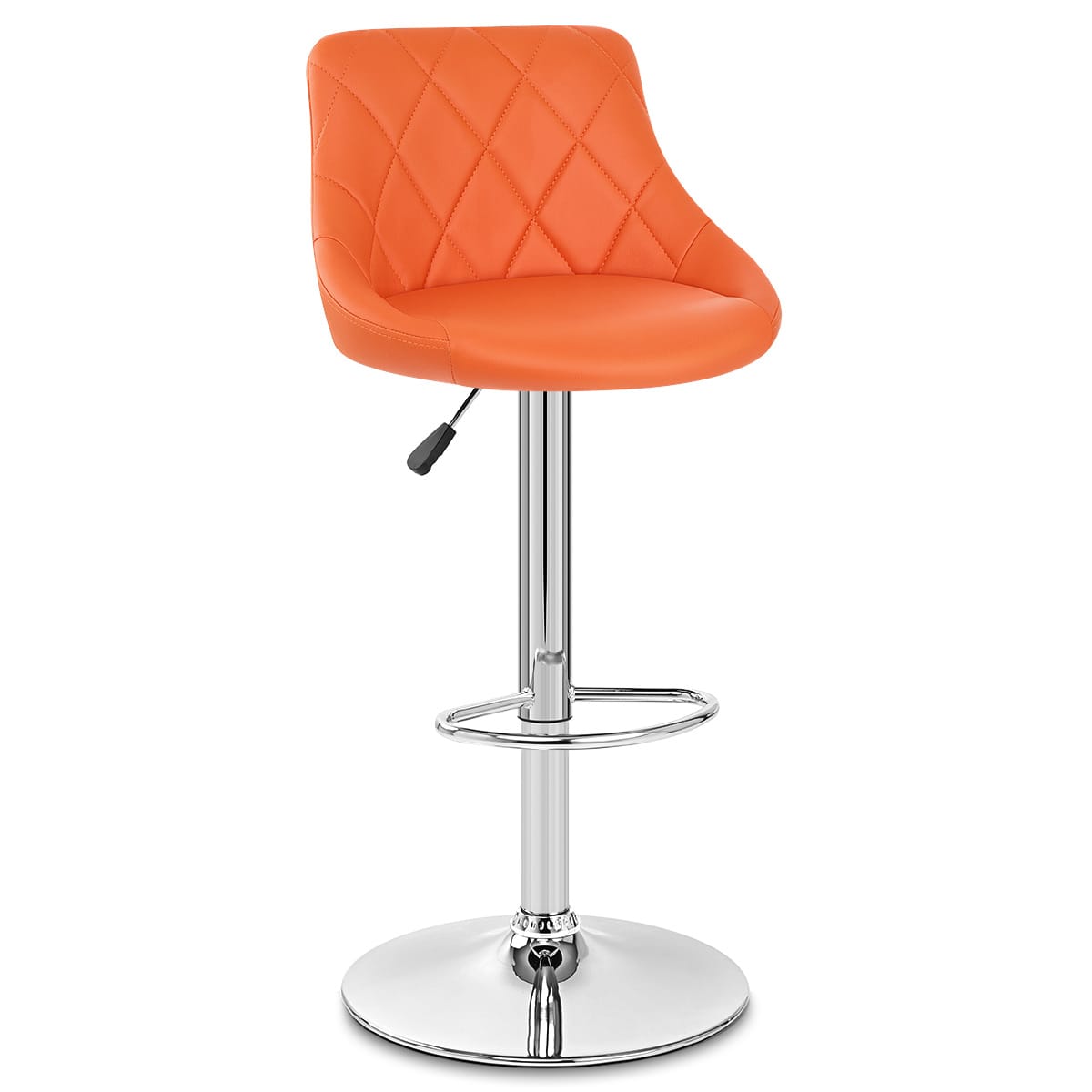 Sgabello Ecopelle Cromato - Stitch Arancione