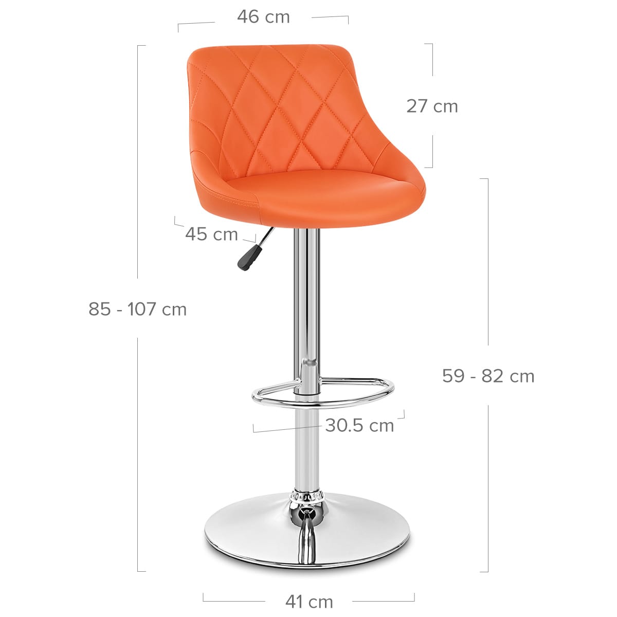 Sgabello Ecopelle Cromato - Stitch Arancione