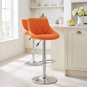 Sgabello Ecopelle Cromato - Stitch Arancione
