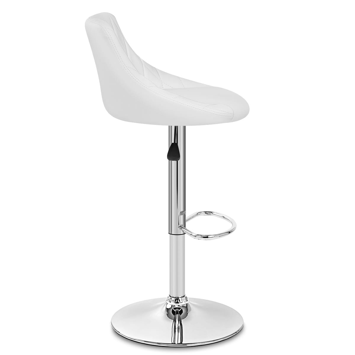 Sgabello Ecopelle Cromato - Stitch Bianco
