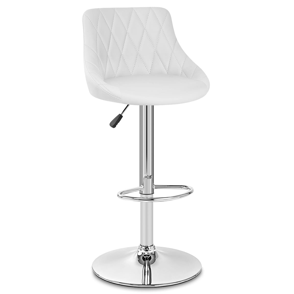 Sgabello Ecopelle Cromato - Stitch Bianco