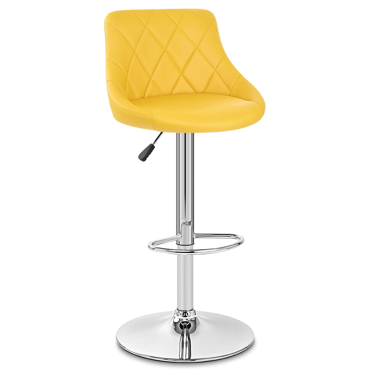 Sgabello Ecopelle Cromato - Stitch Giallo