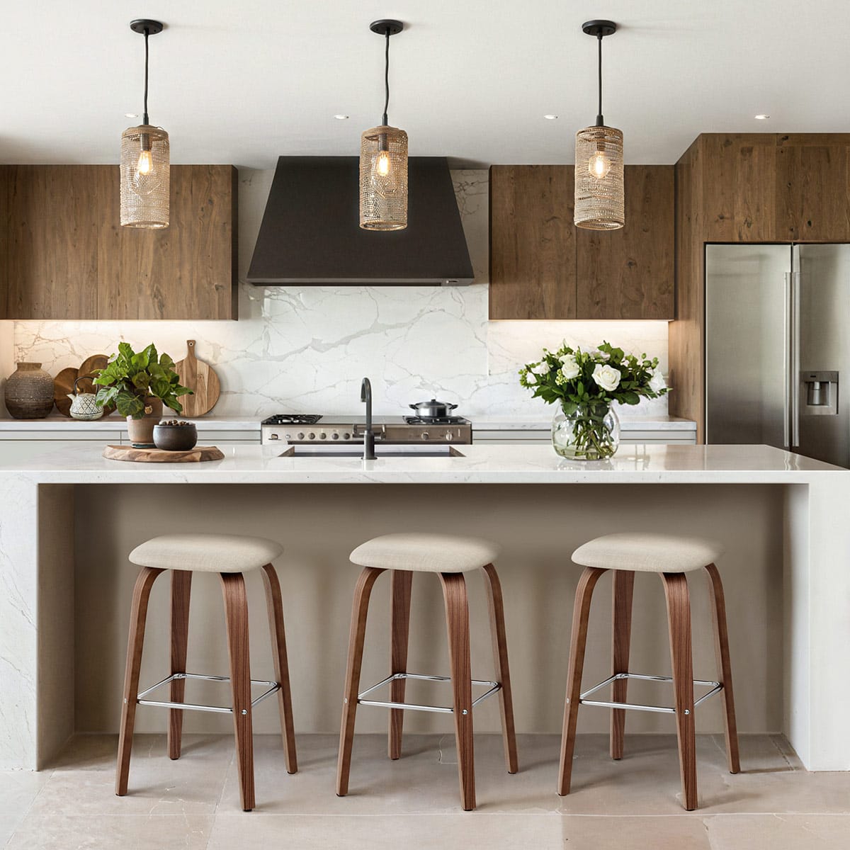 Sgabello legno tessuto - Stockholm Crema