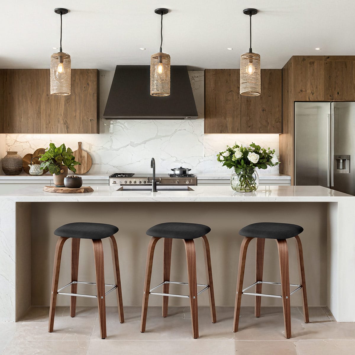 Sgabello legno tessuto - Stockholm Nero
