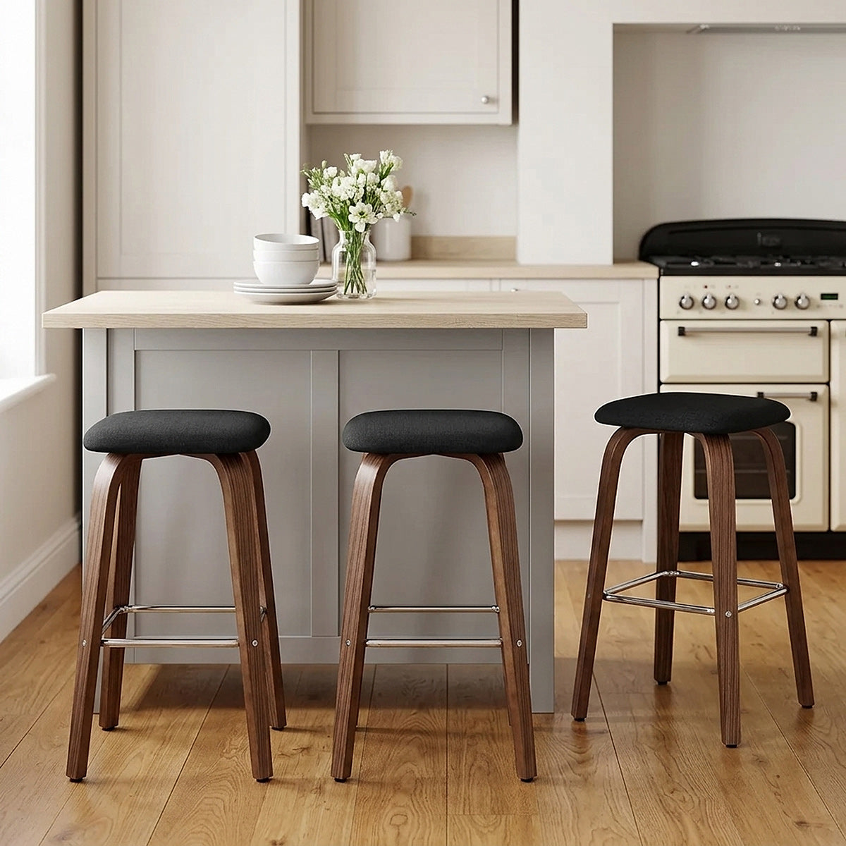 Sgabello legno tessuto - Stockholm Nero