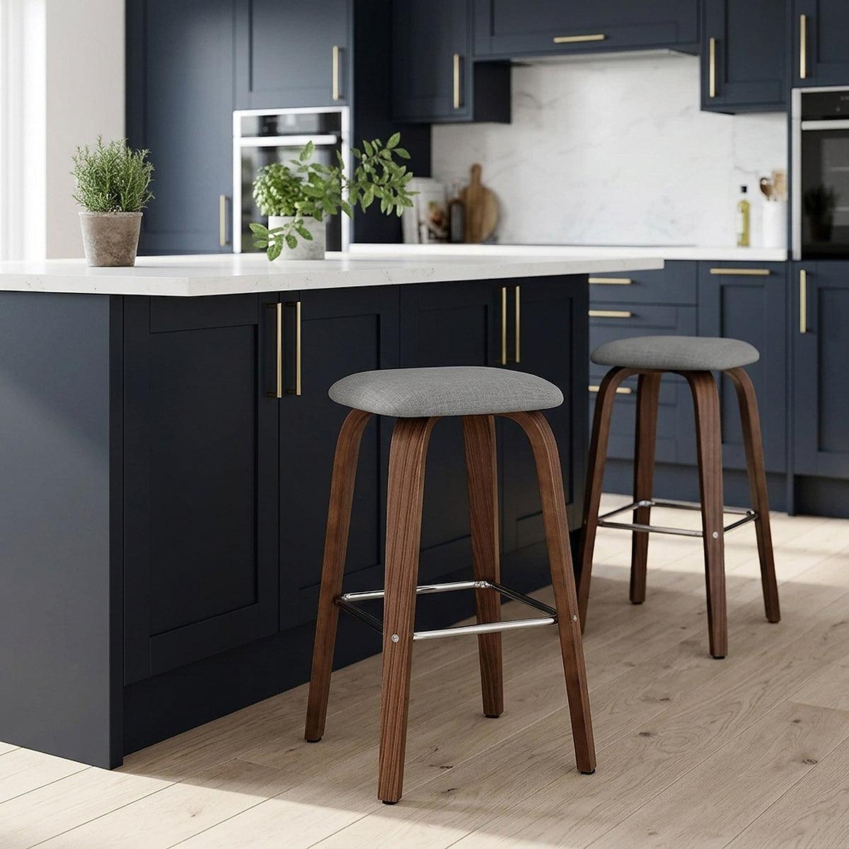 Sgabello legno tessuto - Stockholm Grigio