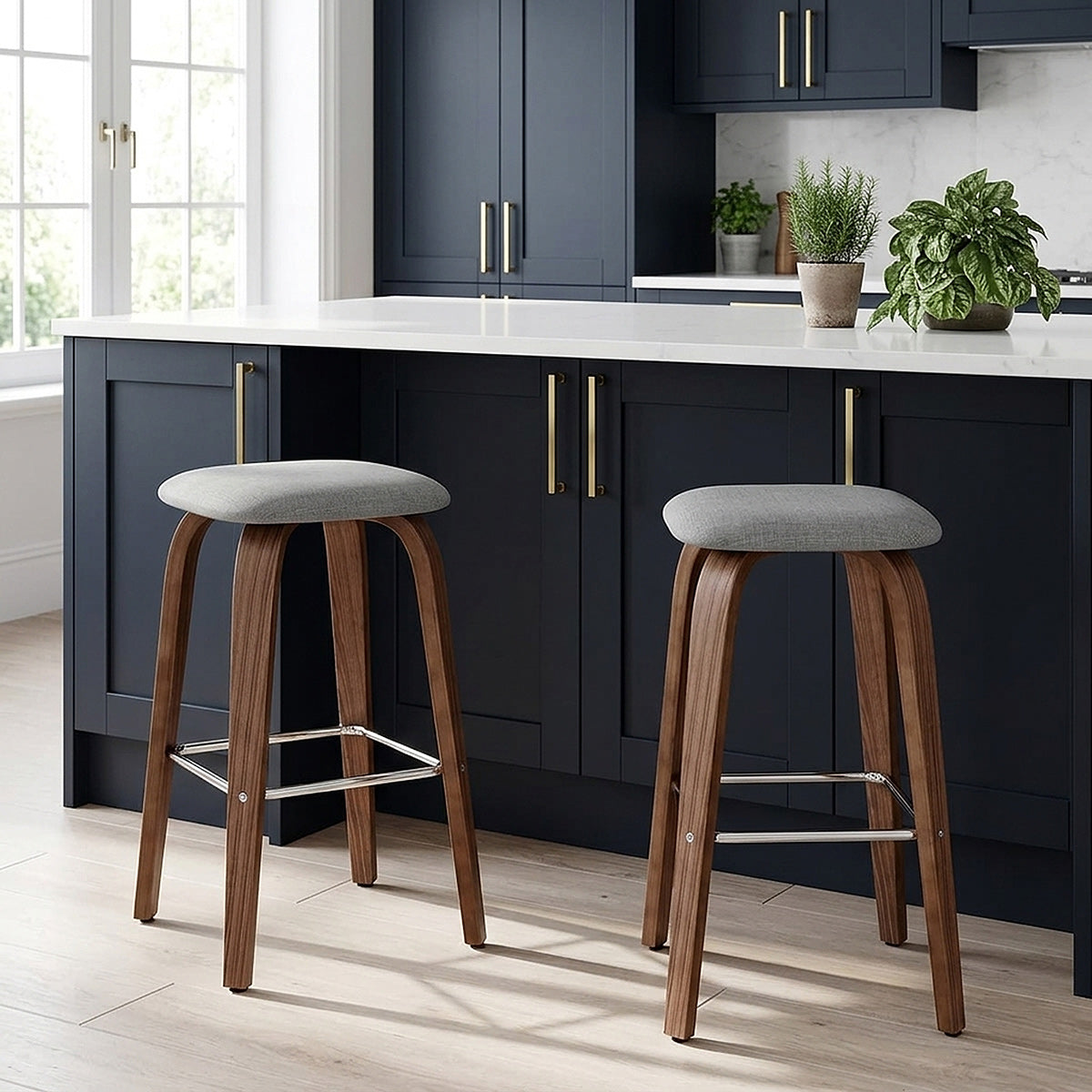 Sgabello legno tessuto - Stockholm Grigio