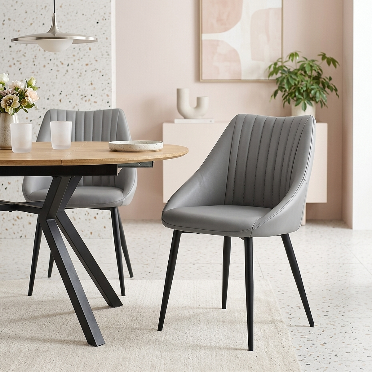 Sedia Vera Pelle - Strata Grigio