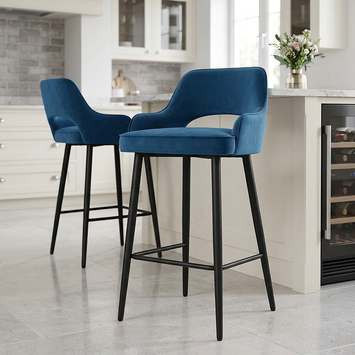 Sgabello Velluto - Sutton Blu