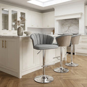 Sgabello Ecopelle Cromato - Symphony Grigio