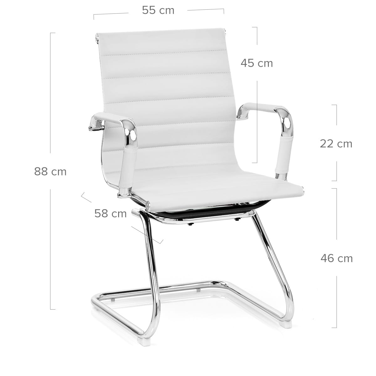 Sedia da ufficio Ecopelle Cromata - Task Bianco